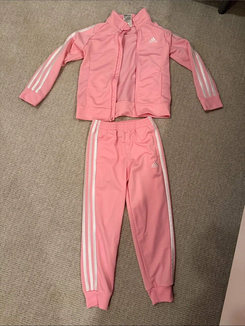 adidas Pink Girls Two-Piece Track Jacket and Pants Set